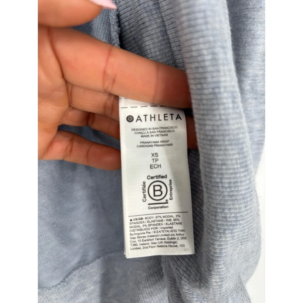 Athleta Cardigan Womens‎ XS Gray Pranayama Wrap Open Front Thumbholes Pocket - Picture 5 of 7